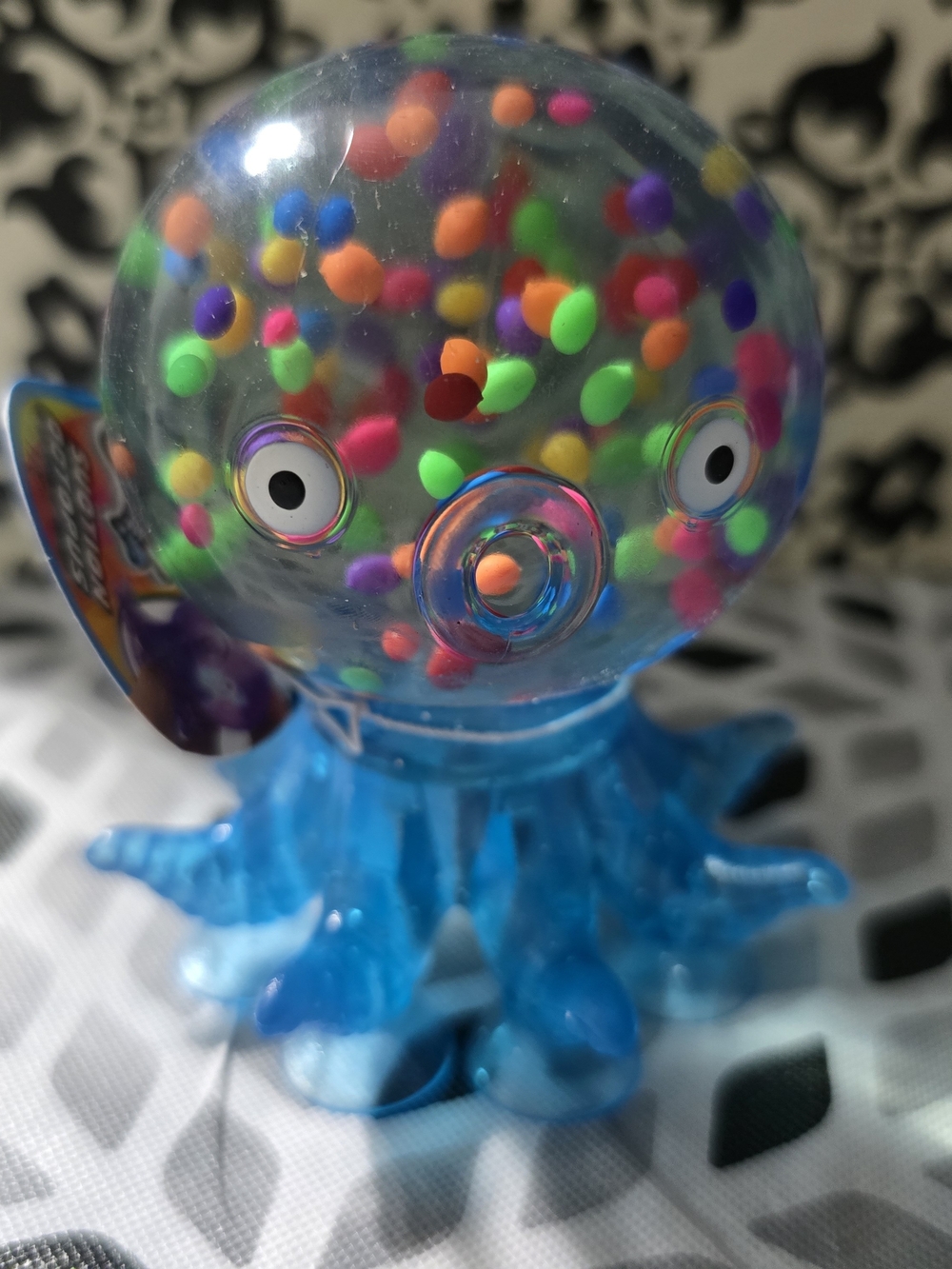 Blue Octopus Sensory Squishy Toy with Colorful Beads